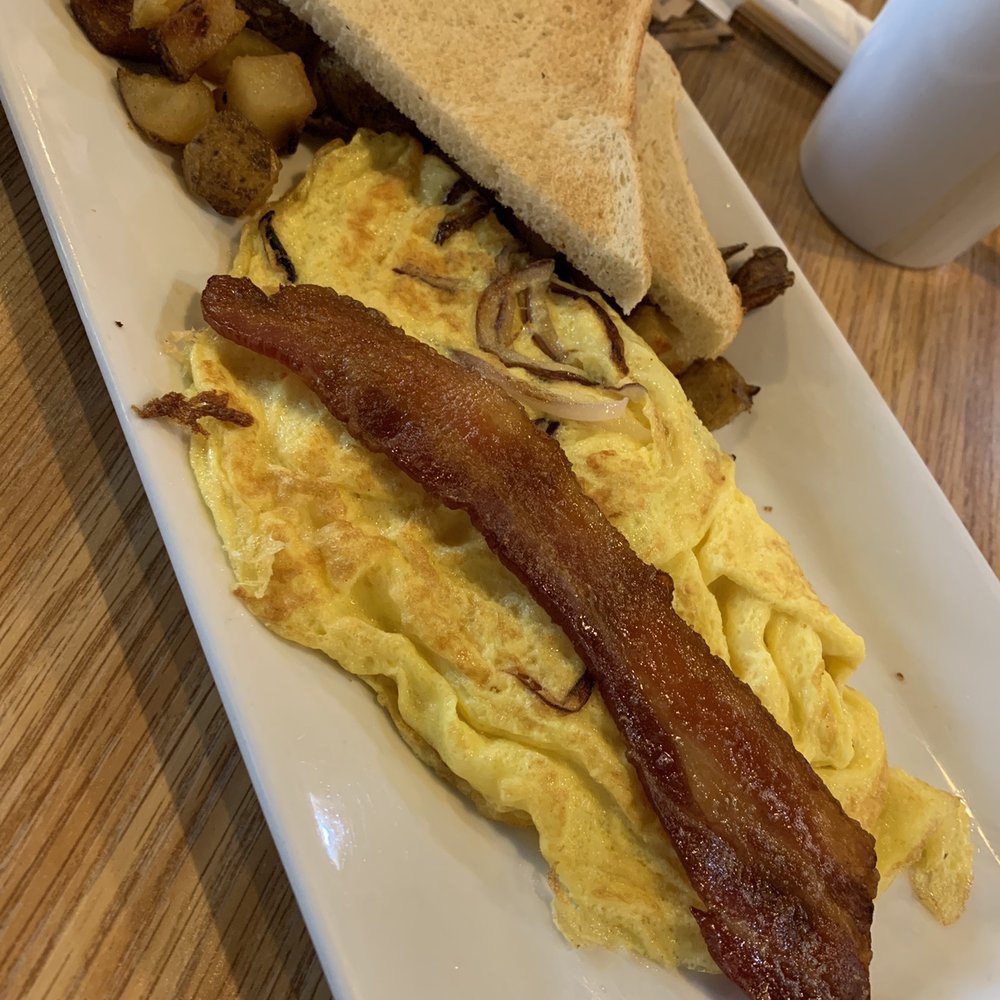 Black Cat Cafe - 3 cheese omelette, home fries, bacon, and toast. - Coffee & Tea Near Me - Irvington, New York Black Cat Cafe - 3 cheese omelette, home fries, bacon, and toast. - Coffee & Tea Near Me - Irvington, New York