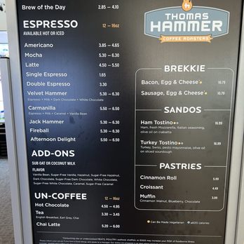 Thomas Hammer Coffee Roasters - Menus posted multi places, which is much appreciated to mske more accessible - Coffee Roasteries Near Me - Spokane, Washington Thomas Hammer Coffee Roasters - Menus posted multi places, which is much appreciated to mske more accessible - Coffee Roasteries Near Me - Spokane, Washington
