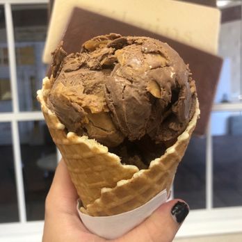 Kilwins Ice Cream - Chocolate - Fudge - Chocolate Peanut Butter in a Waffle cone - Ice Cream & Frozen Yogurt Near Me - The Villages, Florida