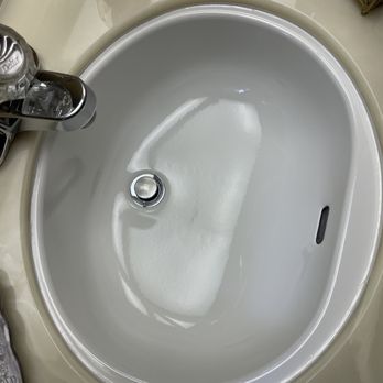 Pristine Coating - These are the before and after photos. Both sinks are the same white color, just the lighting in each bathroom makes them look different. - Refinishing Services Near Me - San Pablo, California
