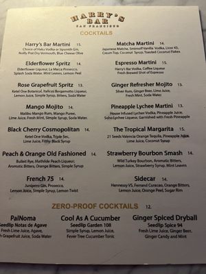 Menu photo 6 Harry's Bar San Francisco, CA