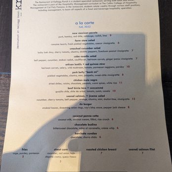 The Restaurant at Kellogg Ranch - Menu - New American Near Me - Pomona, California
