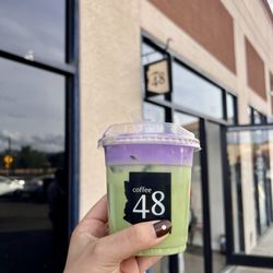 Coffee 48 - iced matcha with ube cold foam