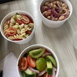 Sides (pasta salad, cucumber salad, bean salad)