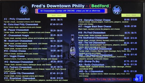 Menu photo 6 Fred's Downtown Philly Bedford, TX