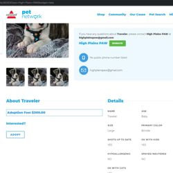 High Plains Paw - On non of the sites does it say he isn't available