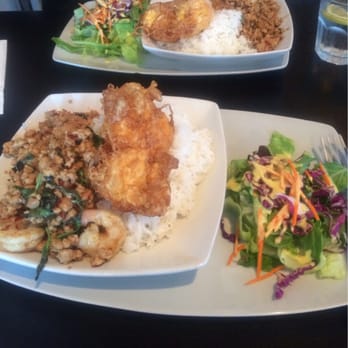 Kinnara Thai - Thai street food: white rice, spicy minced chicken, jumbo shrimp and a fried egg - Thai Near Me - Van Nuys, California Kinnara Thai - Thai street food: white rice, spicy minced chicken, jumbo shrimp and a fried egg - Thai Near Me - Van Nuys, California