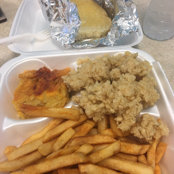 Conch Heaven - Cracked conch dinner with fries, Mac and cheese and Johnny cake. - Caribbean Near Me - Doraville, Georgia Conch Heaven - Cracked conch dinner with fries, Mac and cheese and Johnny cake. - Caribbean Near Me - Doraville, Georgia