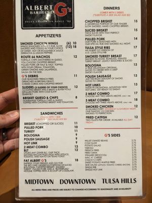Menu photo 3 Albert G's Barbecue Tulsa Hills Tulsa, OK