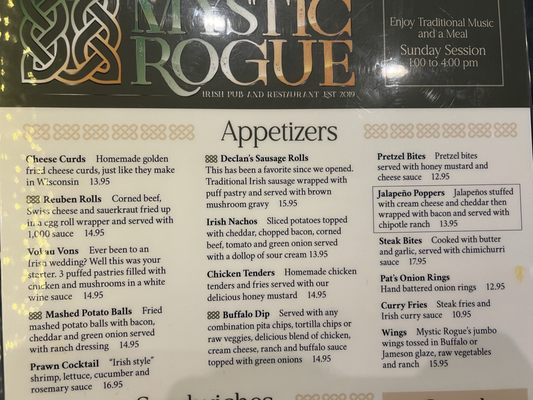 Menu photo 5 Mystic Rogue Irish Pub Chicago, IL