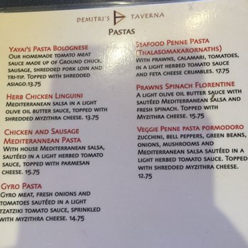 Demitris Taverna - Pastas - Greek Near Me - Livermore, California