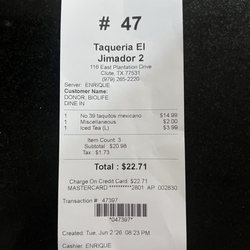 Taqueria El Jimador - Price