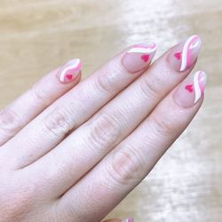 Ocean Nails & Spa - Heart and swirl valentine nails!