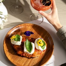 Sweet Burrara Toast and Bloody Mary cocktail