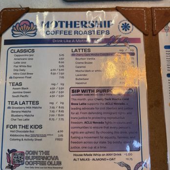 Mothership Coffee Roasters - Menu 2 - Coffee & Tea Near Me - Henderson, Nevada Mothership Coffee Roasters - Menu 2 - Coffee & Tea Near Me - Henderson, Nevada