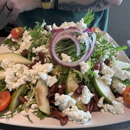 Peach frisée salad