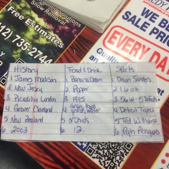 Gab & Eat - Answers for the trivia board. - Breakfast & Brunch Near Me - Carnegie, Pennsylvania