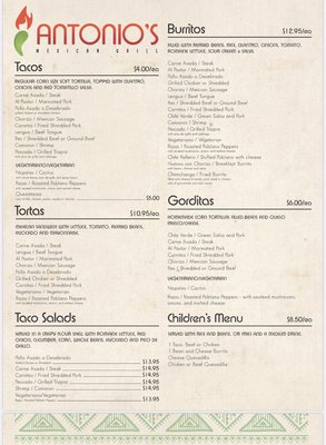 Menu photo 8 Antonio's Mexican Grill Reno, NV