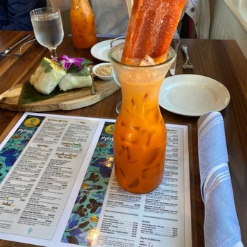 Andalin Thai Kitchen And Bar - Thai Tea w Pop, spring rolls - Thai Near Me - Beverly, Massachusetts