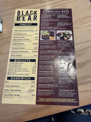 Menu photo 1 Black Bear Highlands, NC Menu photo 1 Black Bear Highlands, NC