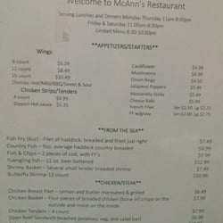McAnn's Restaurant & Liquor Store - Menu