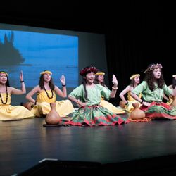 Halau i Ka Pono - The Hula School of Chicago - Children dancing at Madison Street Theatre performance in Oak Park, IL October, 2025.