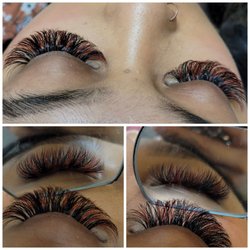 Kim Nails - Red and black volume lashes extension