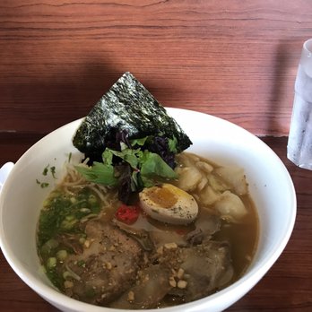 Men-Bei Ramen - Men-bei Ramen (garlic flavored broth, pork slices, dried seaweed, boiled cabbage, egg, bean sprouts) - Ramen Near Me - Santa Clara, California Men-Bei Ramen - Men-bei Ramen (garlic flavored broth, pork slices, dried seaweed, boiled cabbage, egg, bean sprouts) - Ramen Near Me - Santa Clara, California