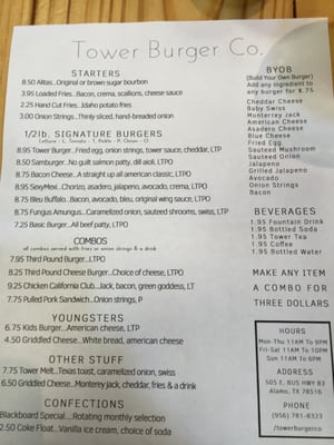 Menu photo 7 Tower Burger Co Alamo, TX