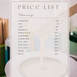 Ruby Nails St. Augustine - Here is our waxing menu.