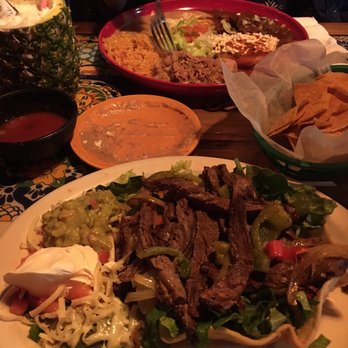 Mi Rancho Alegre - Frijata salad crispy taco bowl.  Tres Amigos Mexican sunset piña colada - Mexican Near Me - Hudson, New York
