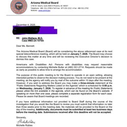 John Wallace, MD - Scheduled Medical Board Teleconference