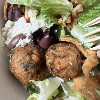 CAVA - Falafel look baked not fried tasted like mashed chickpea balls - Mediterranean Near Me - Chapel Hill, North Carolina