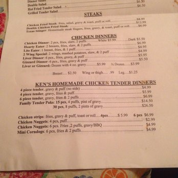 Ken's Chicken-N-Fish - Take home menu - American Near Me - Breckenridge, Texas
