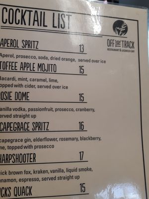 Menu photo 5 Off The Track Havelock North, AUK