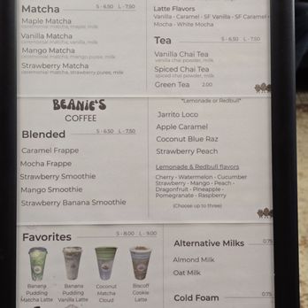 Beanie's Coffee - Menu - Coffee & Tea Near Me - Reno, Nevada