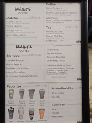 Menu photo 1 Beanie's Coffee Reno, NV