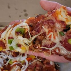 Imperial Pizza - Half (9", 6 slice) Cheese, Pepperoni, Bacon, Green Pepper, Onion Pizza: Pricey, but oh so delicious!