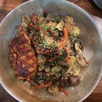 GRANVILLE - Poblano Quinoa with Blackened Salmon - New American Near Me - Pasadena, California GRANVILLE - Poblano Quinoa with Blackened Salmon - New American Near Me - Pasadena, California