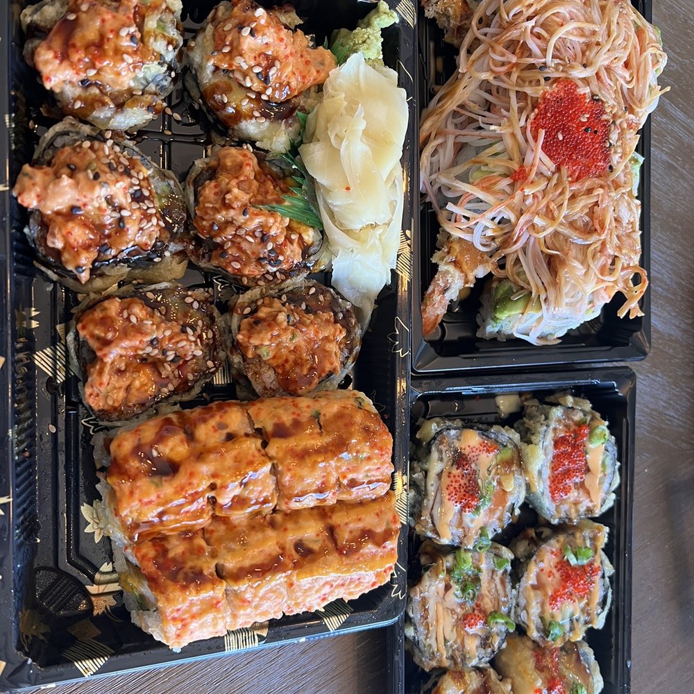 Fontana Sushi - 4 rolls: volcano, tornado, summer, and Yama. - Sushi Bars Near Me - Centennial, Colorado