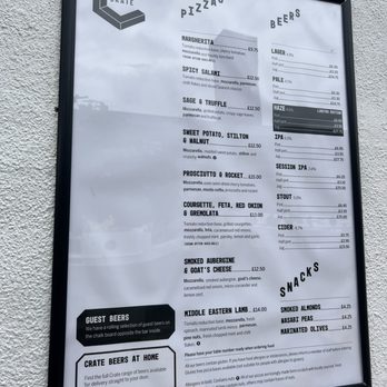 Crate Brewery - 7/2/23 Menu - Pizza Near Me - London, XGL