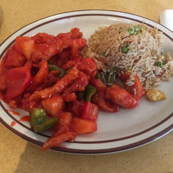 Hot Wok Cafe - Sweet and sour chicken with fried rice lunch special - Chinese Near Me - Princeton Junction, New Jersey Hot Wok Cafe - Sweet and sour chicken with fried rice lunch special - Chinese Near Me - Princeton Junction, New Jersey
