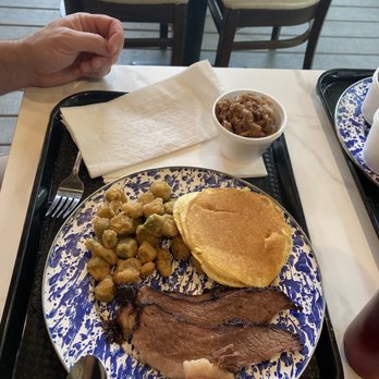 Belle Meade Meat and Three - Brisket, fried okra, corn cake, bread pudding - Southern Near Me - Nashville, Tennessee Belle Meade Meat and Three - Brisket, fried okra, corn cake, bread pudding - Southern Near Me - Nashville, Tennessee