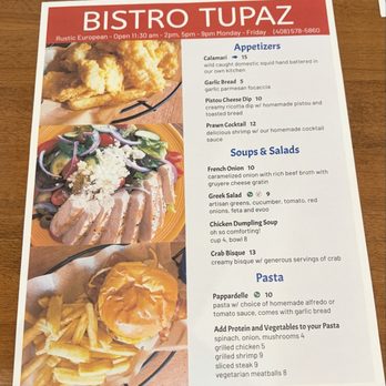 Bistro Tupaz - Menu (as of February 2026) - Modern European Near Me - San Jose, California