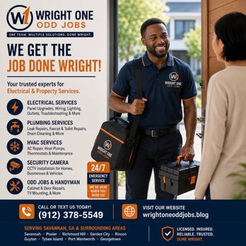 The Wright One Odd Jobs - Emergency electrician - Electricians Near Me - Savannah, Georgia The Wright One Odd Jobs - Emergency electrician - Electricians Near Me - Savannah, Georgia