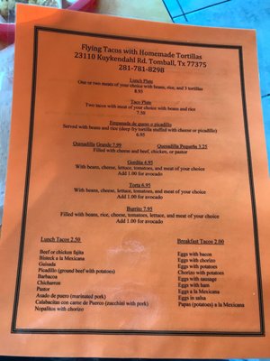 Menu photo 2 Flying Tacos Tomball, TX Menu photo 2 Flying Tacos Tomball, TX