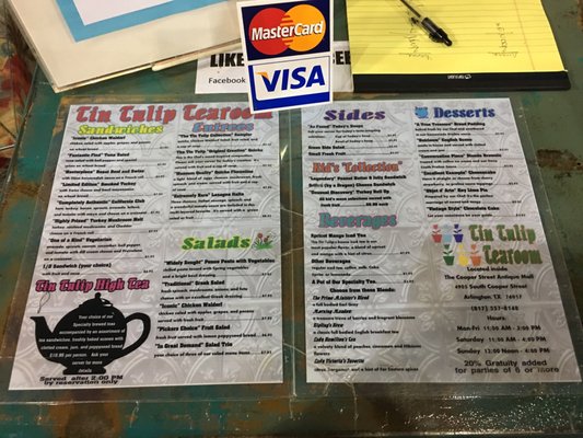 Menu photo 6 Tin Tulip Tearoom Arlington, TX