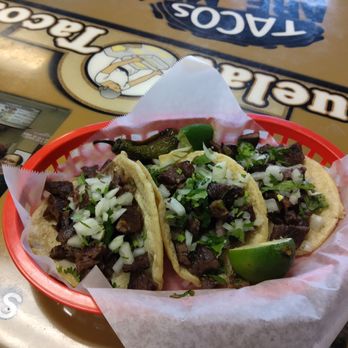 Abuela's Tacos - Three asada tacos with everything - Mexican Near Me - Las Vegas, Nevada