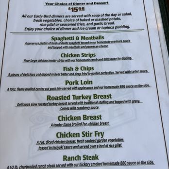 CJ's Cafe - Early bird dinner menu - American Near Me - Arroyo Grande, California