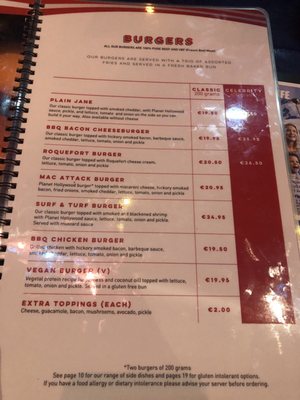 Menu photo 3 Planet Hollywood Chessy, 01 Menu photo 3 Planet Hollywood Chessy, 01